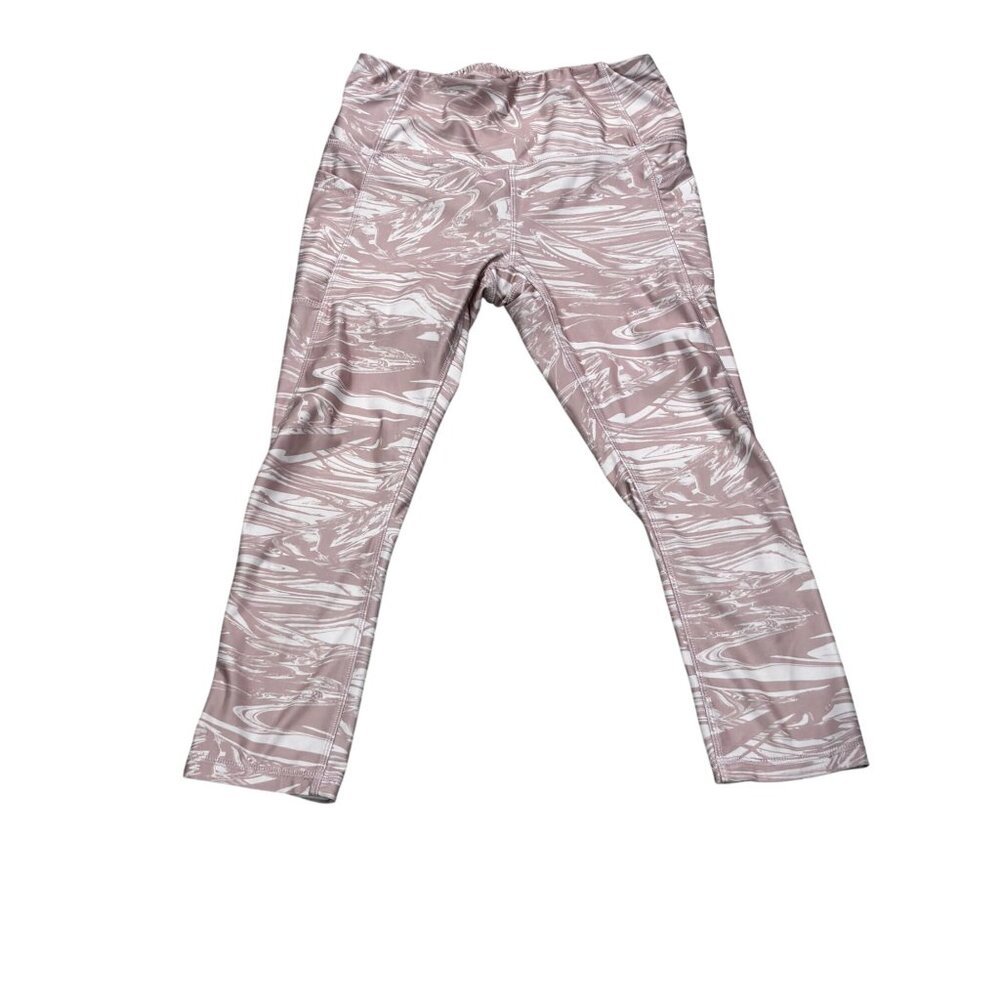 RBX Womens Pink-White Abstract Pattern Leggings S/P